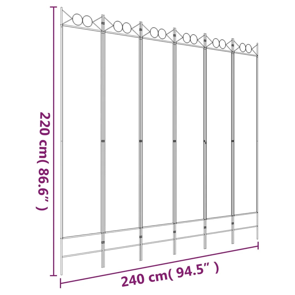 Divisorio a 6 Pannelli Marrone 240x220 cm in Tessuto 350175