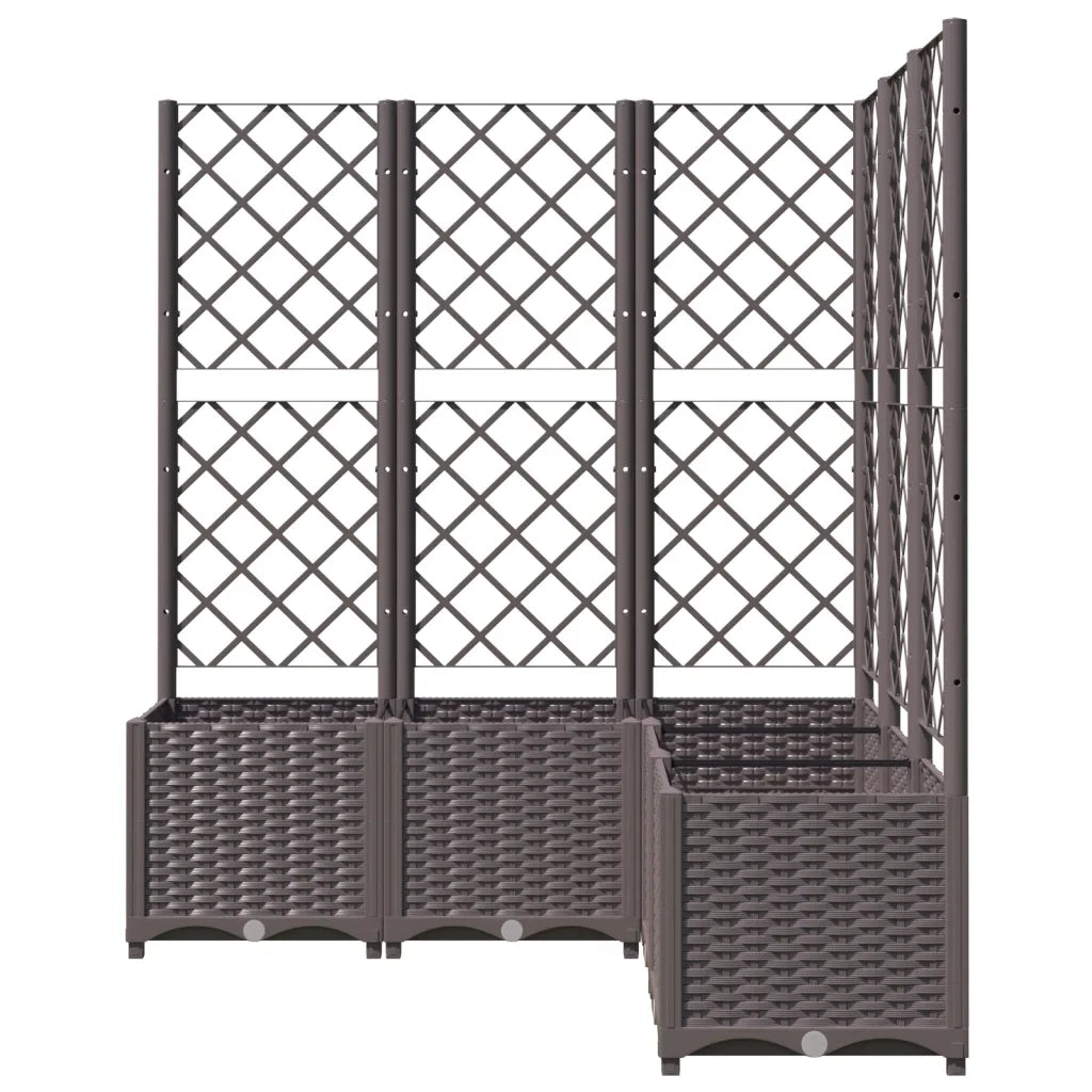 Fioriera | Cassetta per fiori | Vaso da Giardino con Graticcio Marrone 120x120x136 cm in PP