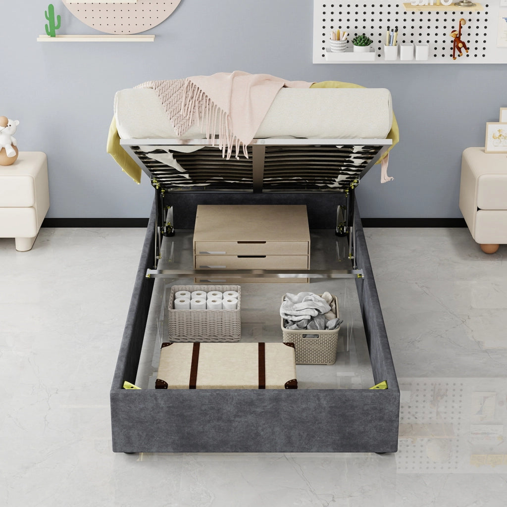 letto telaio grigio velluto olandese 90 x 200 cm