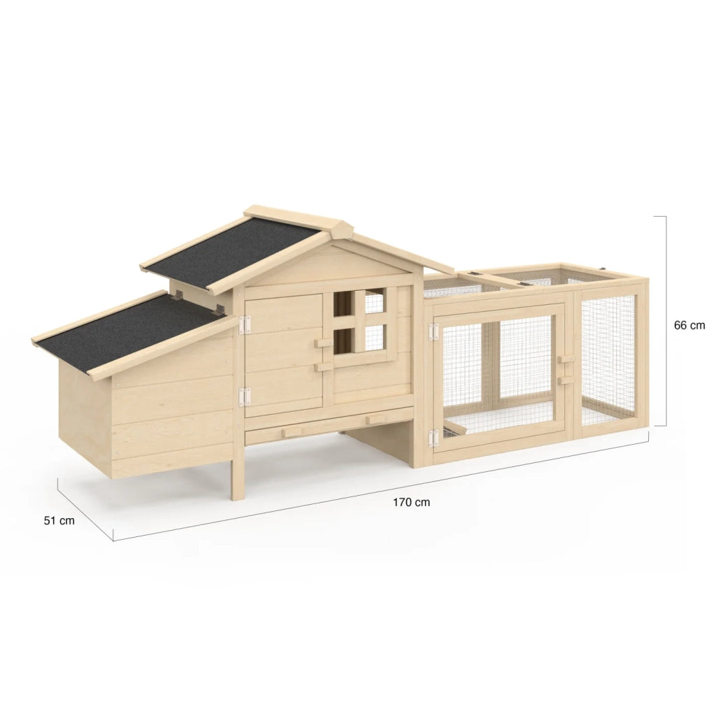 IDMarket - Casetta in legno con recinto e cassetta nido, capacità fino a 2 galline