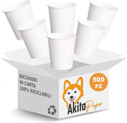500 Bicchieri Carta 200ml Bianchi Monouso AkitaINK