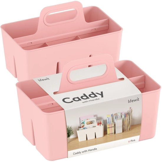 Organizzatore di Cassetta per Pennarelli e Oggetti per la Bambina/Articoli da Bagno e Cosmetici, con Maniglia e Sortitore, per Bagno o Armadio, Cucina, 2 Unità, Rosso, diverse dimensioni