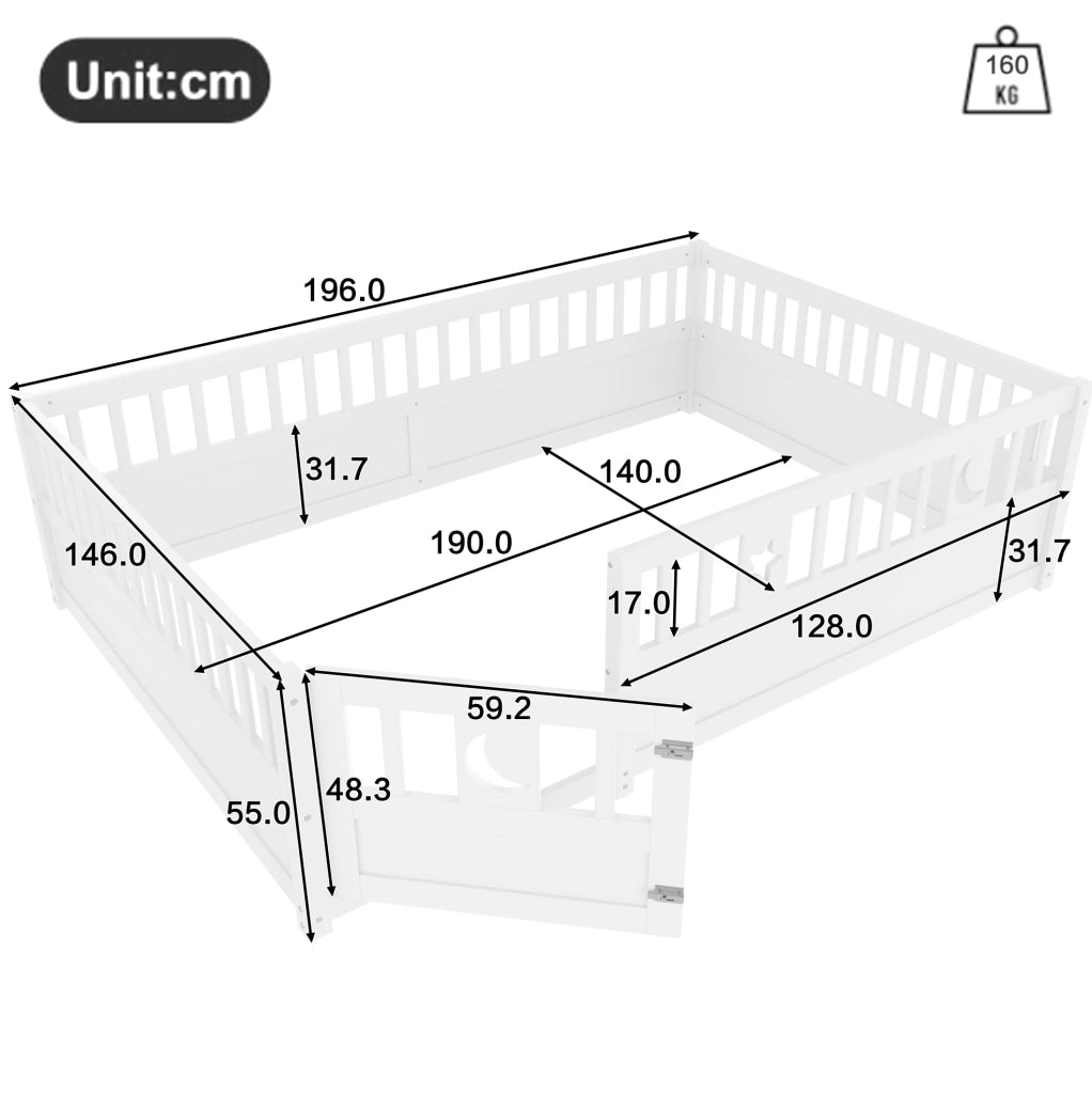 Letto per bambini 140x190 cm con sponde di sicurezza e decorazioni stella e luna