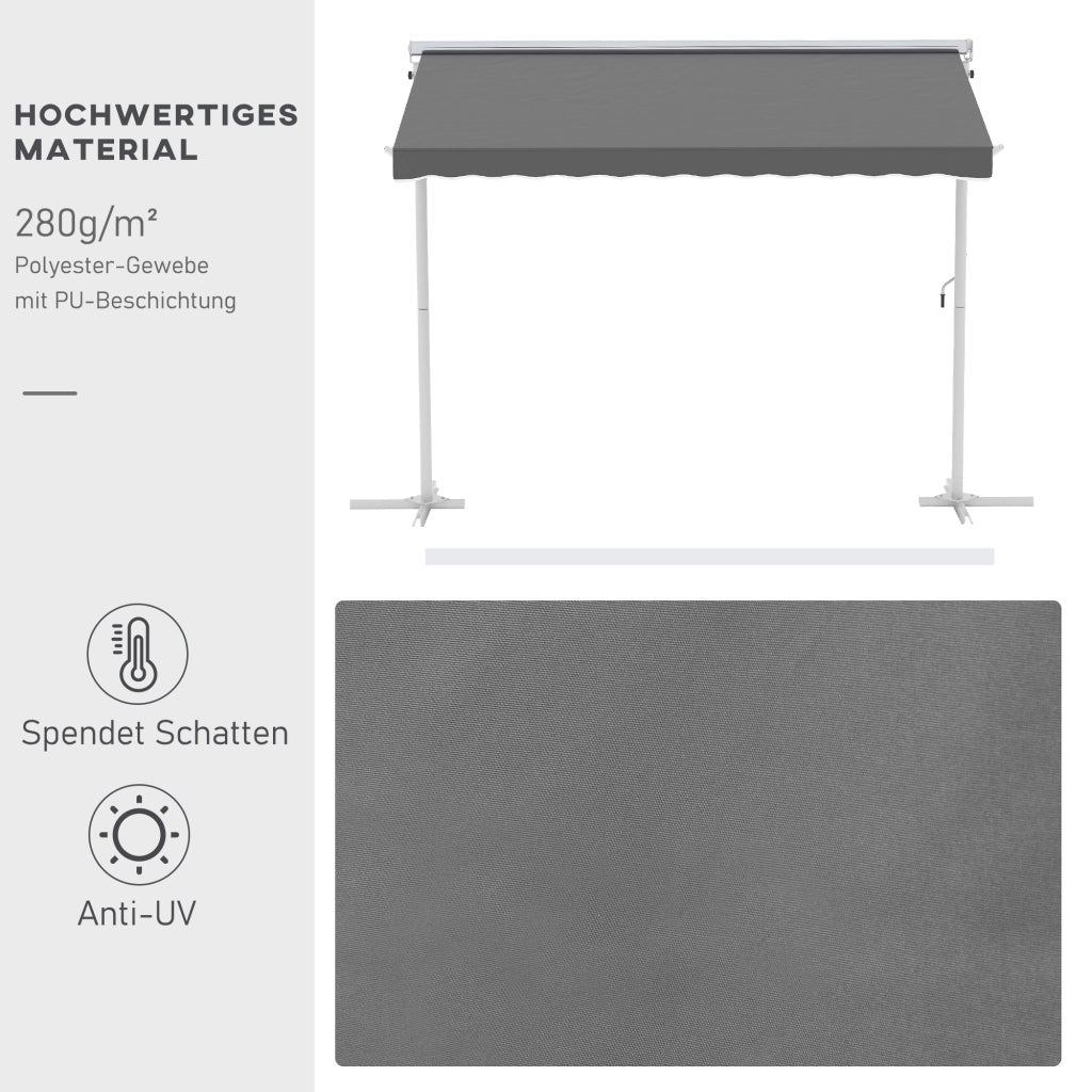 Tende da giardino autoportanti 3x3m braccio pieghevole con manovella tendone da patio colore grigio per protezione solare e svago
