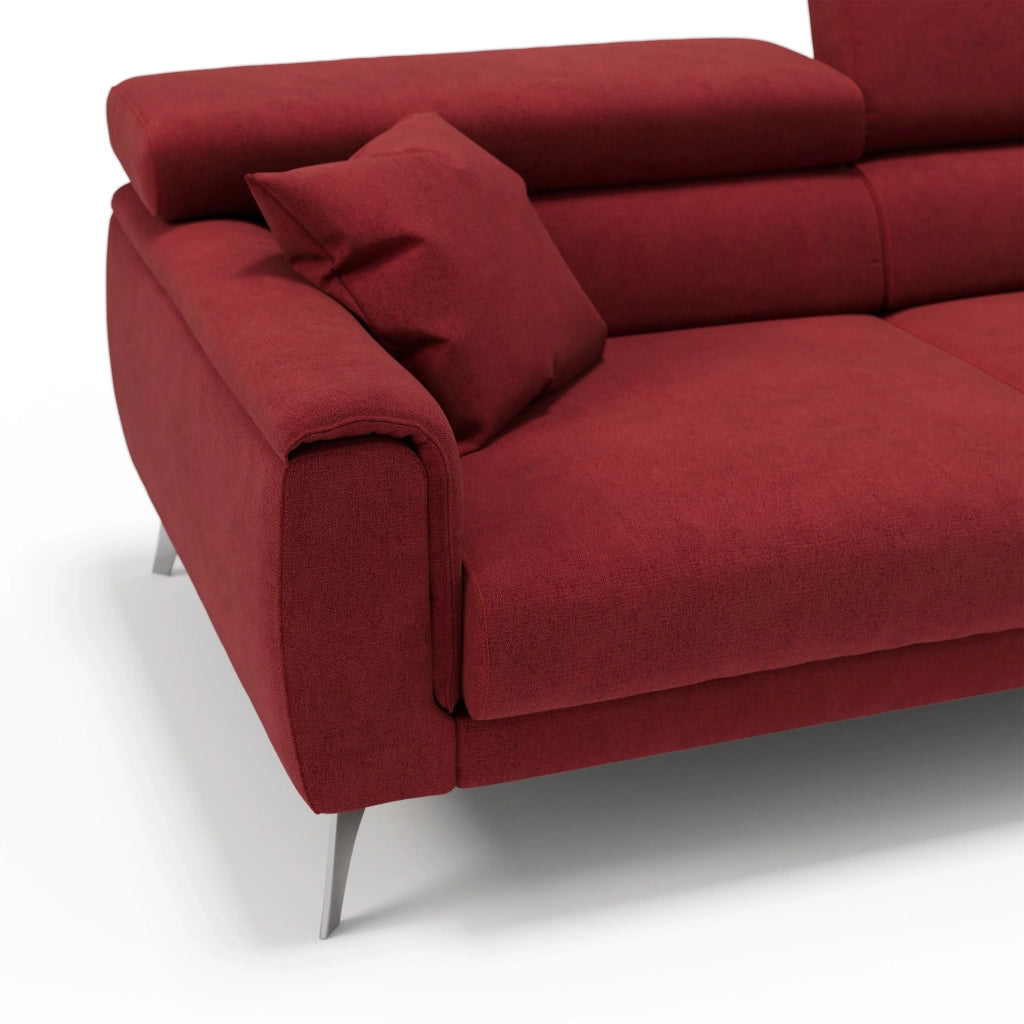 Caravaggio Divano con sedute allungabili e poggiatesta reclinabili in tessuto impermeabile T02 199 cm rosso