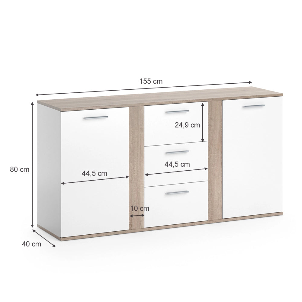 Vicco Cassettiera per camera da letto Sonoma 40 x 80 cm con cassetti