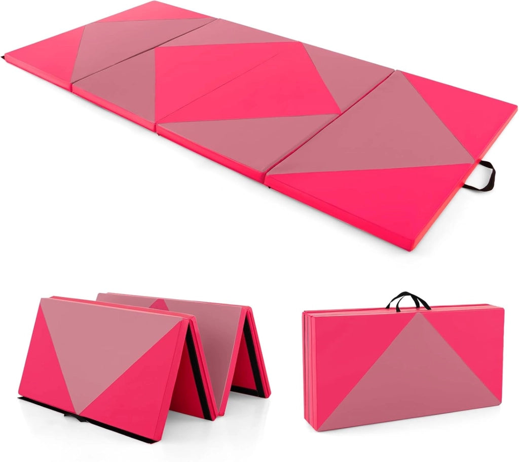 Tappetino Ginnastica Pieghevole 240 CM, Tappetino per Tumbling in Pelle PU con Chiusure a Strappo per Stretching, Yoga, Arti Marziali da Casa, Palestra e Fitness