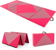 Tappetino Ginnastica Pieghevole 240 CM, Tappetino per Tumbling in Pelle PU con Chiusure a Strappo per Stretching, Yoga, Arti Marziali da Casa, Palestra e Fitness