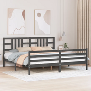 vidaXL Giroletto con Testiera Grigio 200x200 cm in Legno Massello