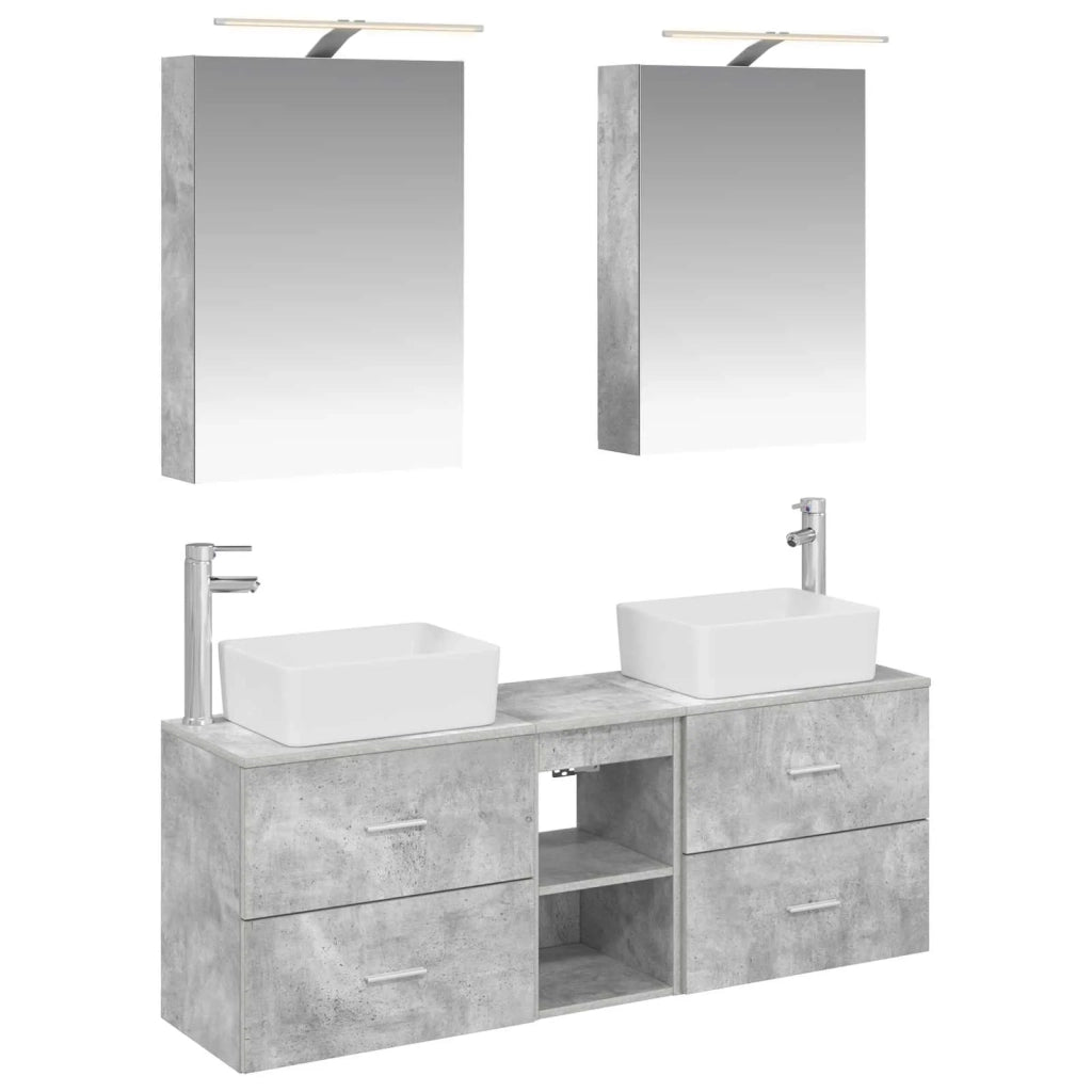 Set di mobili per il bagno 5 pcs Grigio Cemento 3406834