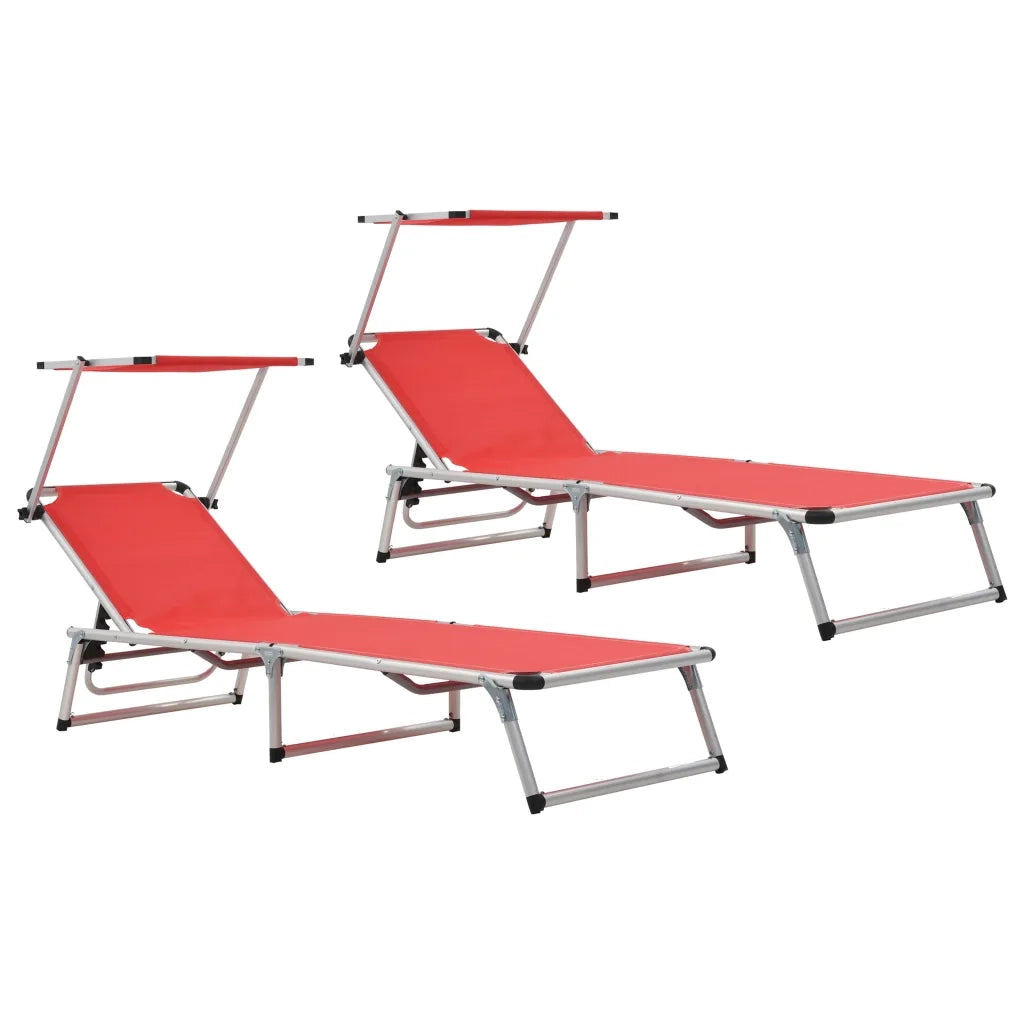Lettini Pieghevoli con Tettuccio 2 pz Alluminio Textilene Rossicod mxl 106229