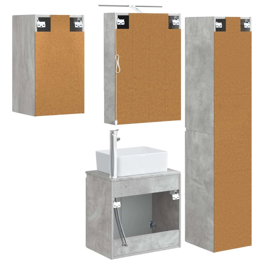 Set di Armadi da Bagno 5 pcs Grigio Cemento 50 x 14,5 x 70 cm 3407322
