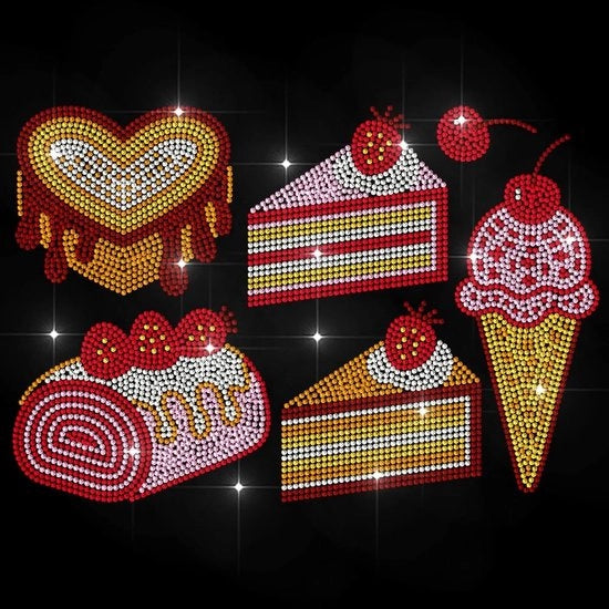 Pannelli decorativi Strass con tema alimentare - Pannelli decorativi opacchi - Accessori per la riparazione della biancheria - Accessori DIY - Strass in vetro - Duraturi e affidabili - Pannelli decorativi per decorazione