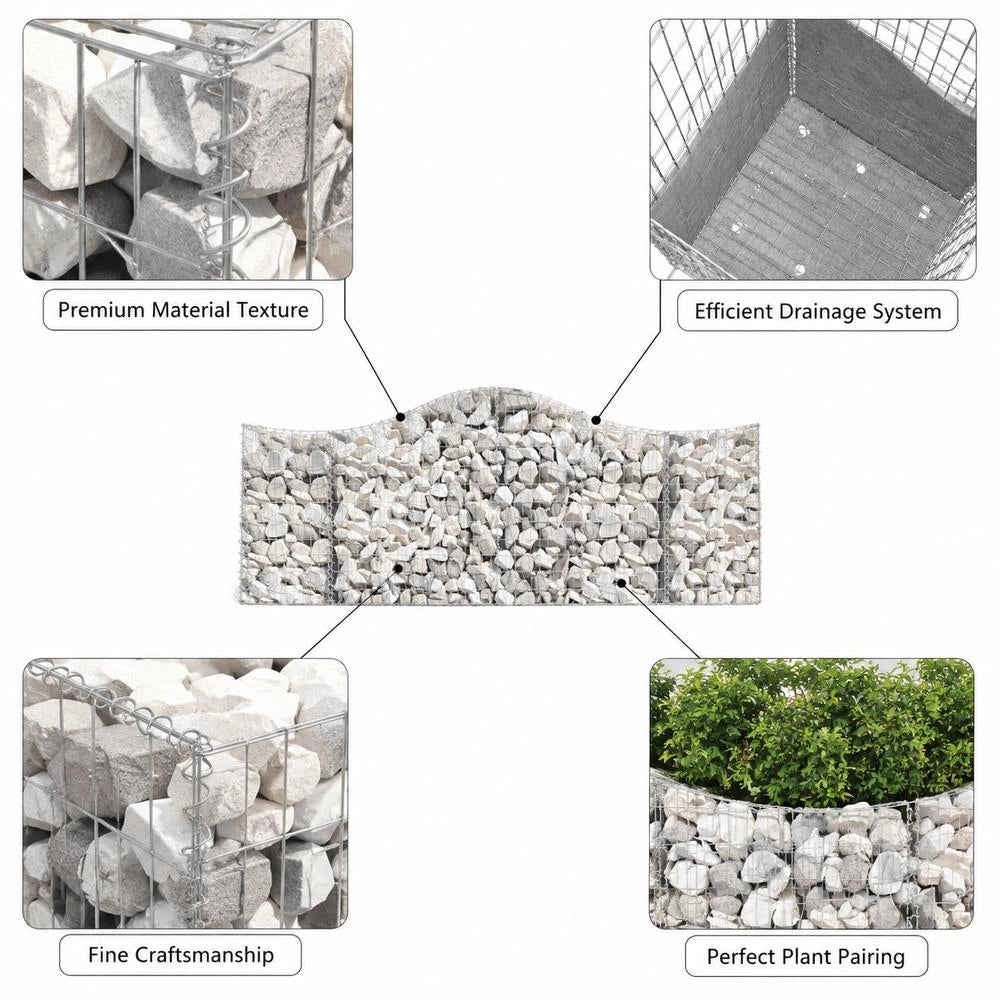 Gabion With High Arch 200x30x100/120 Cm Galvanized Iron