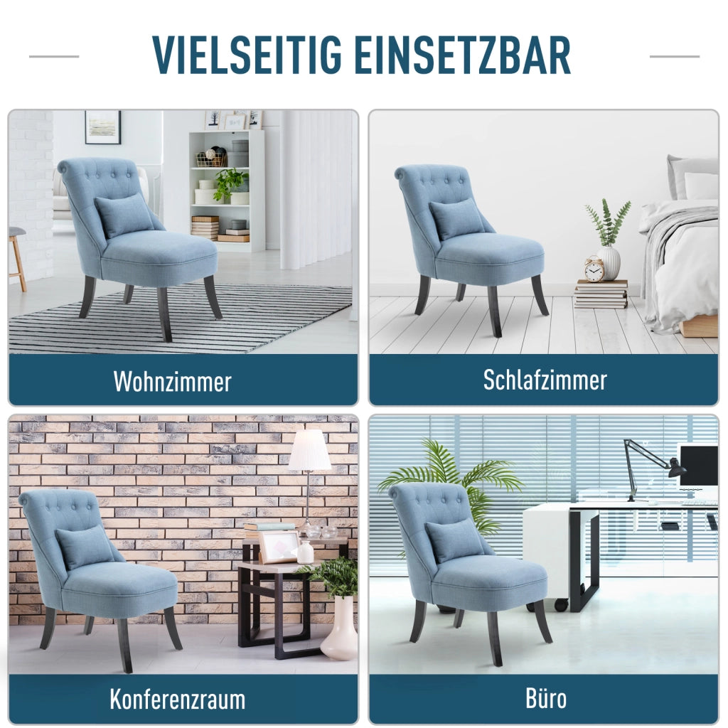 Poltrona Relax con Schienale e Cuscino ¨C Zephmum ¨C Blu, Legno, 88x102x95
