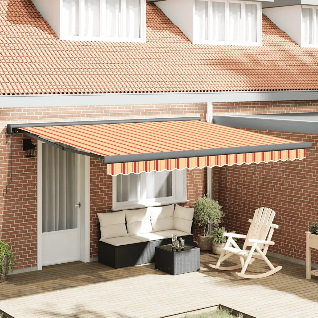Tenda Retrattile Gialla e Bianca 4,5x3 m in Tessuto e Alluminio