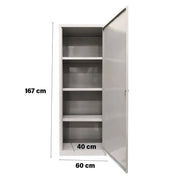 ARMADIO IN METALLO CON 3 PIANI E 1 ANTA 60 X 40 X H167 CM