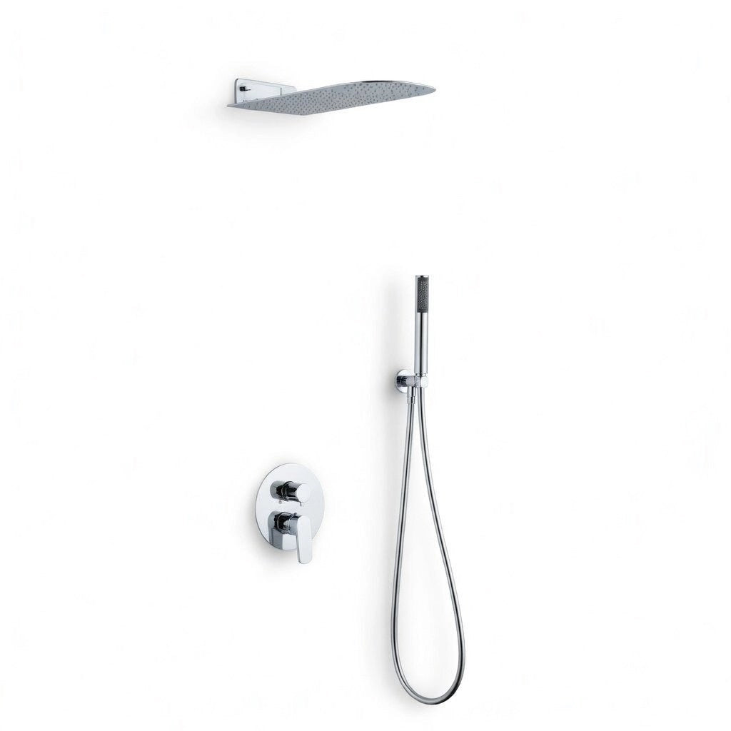 Set doccia completo di incasso doccia, soffione e doccetta tondo Cromato SY-1017C OSAKA