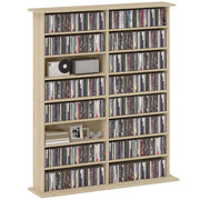 Mobile Libreria porta CD a 16 Ripiani dal Design Moderno in Legno. 106.5x24x126.3 cm. Naturale