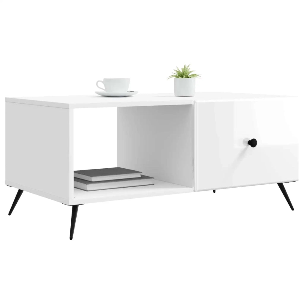 Tavolino da salotto Bianco Lucido 90 x 50 x 40 cm 895649