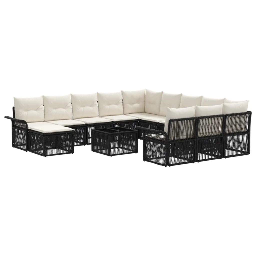 Set Divano da Giardino 13 pcs Nero e Bianco Crema polyrattan 3435037