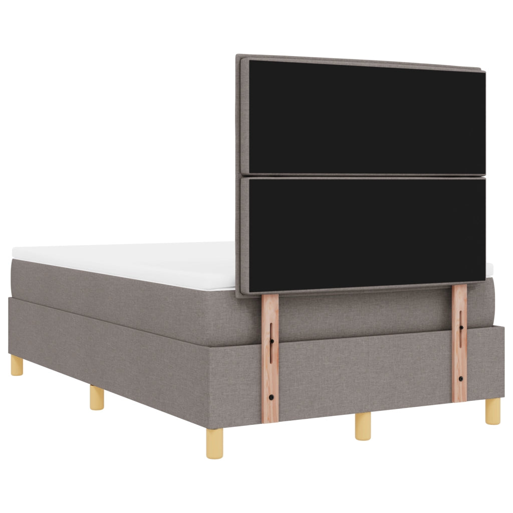 Letto con box spring e materasso tortora piccola matrimoniale in tessuto