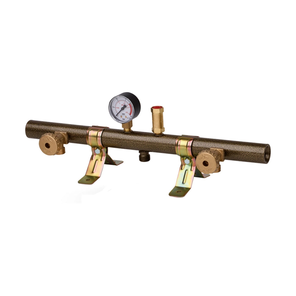 CENTRALINA GAS TUBOLARE 2 ELEMENTI CON MANOMETRO E VALVOLA- W20x1/14Sx- GNALI- pezzi 1
