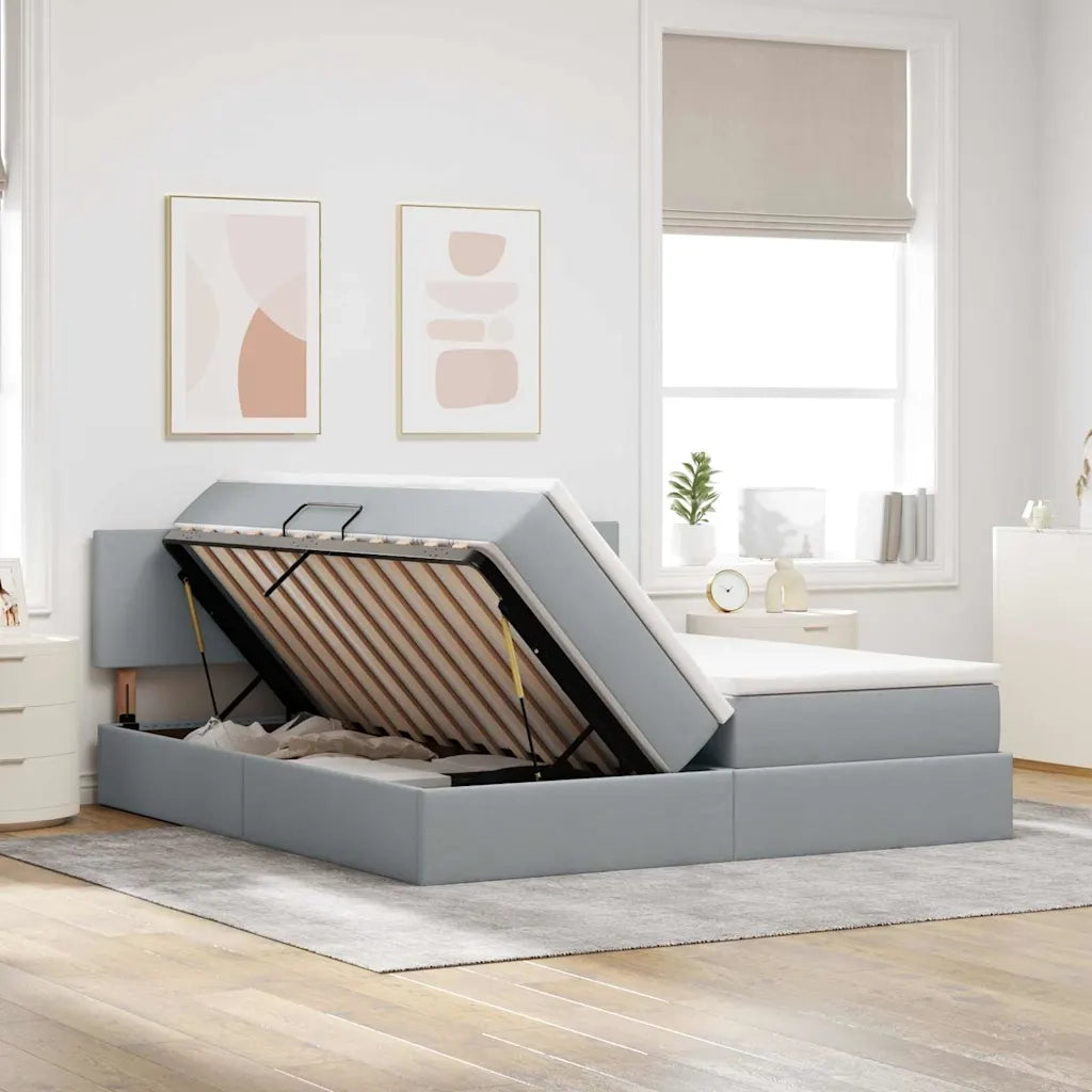 Letto con testiera Grigio chiaro 180 x 200 cm Tessuto 3371549