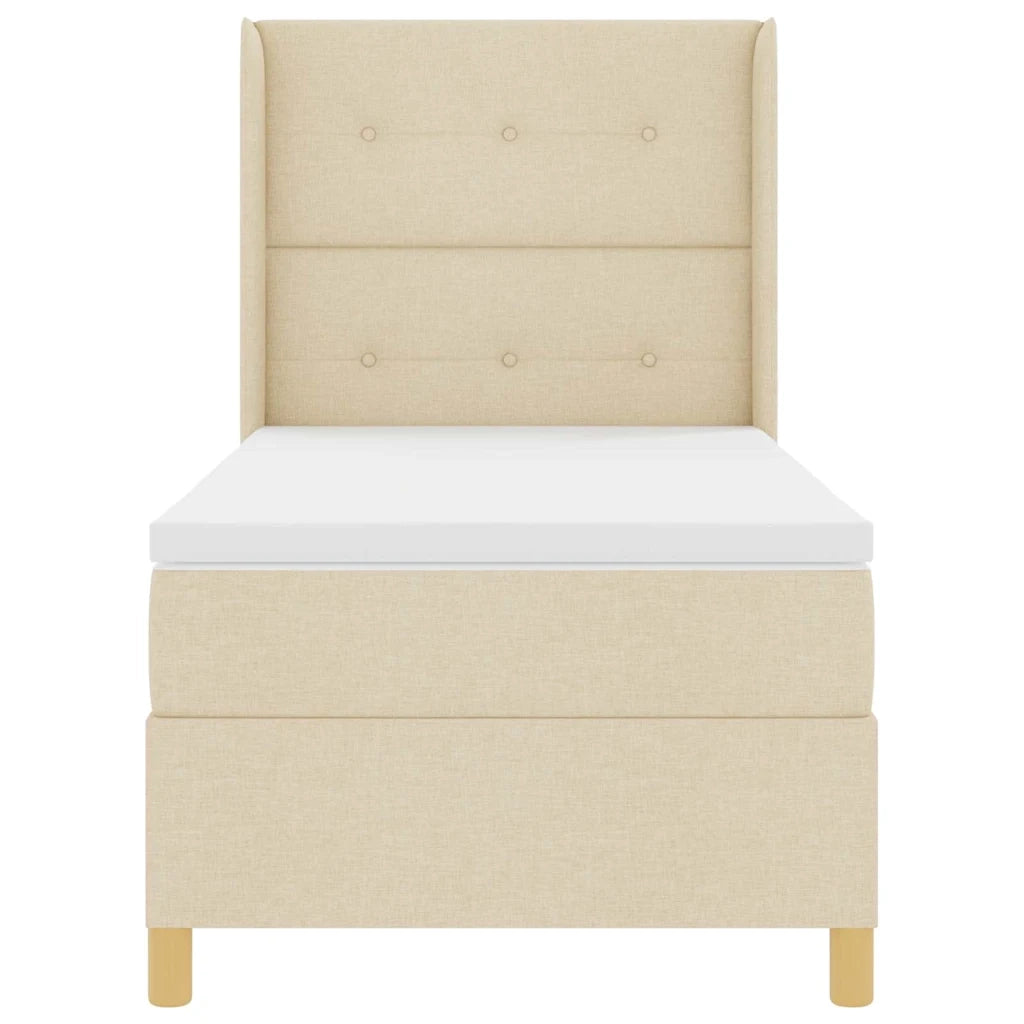 Letto a molle con materasso Crema 100 x 200 cm Tessuto