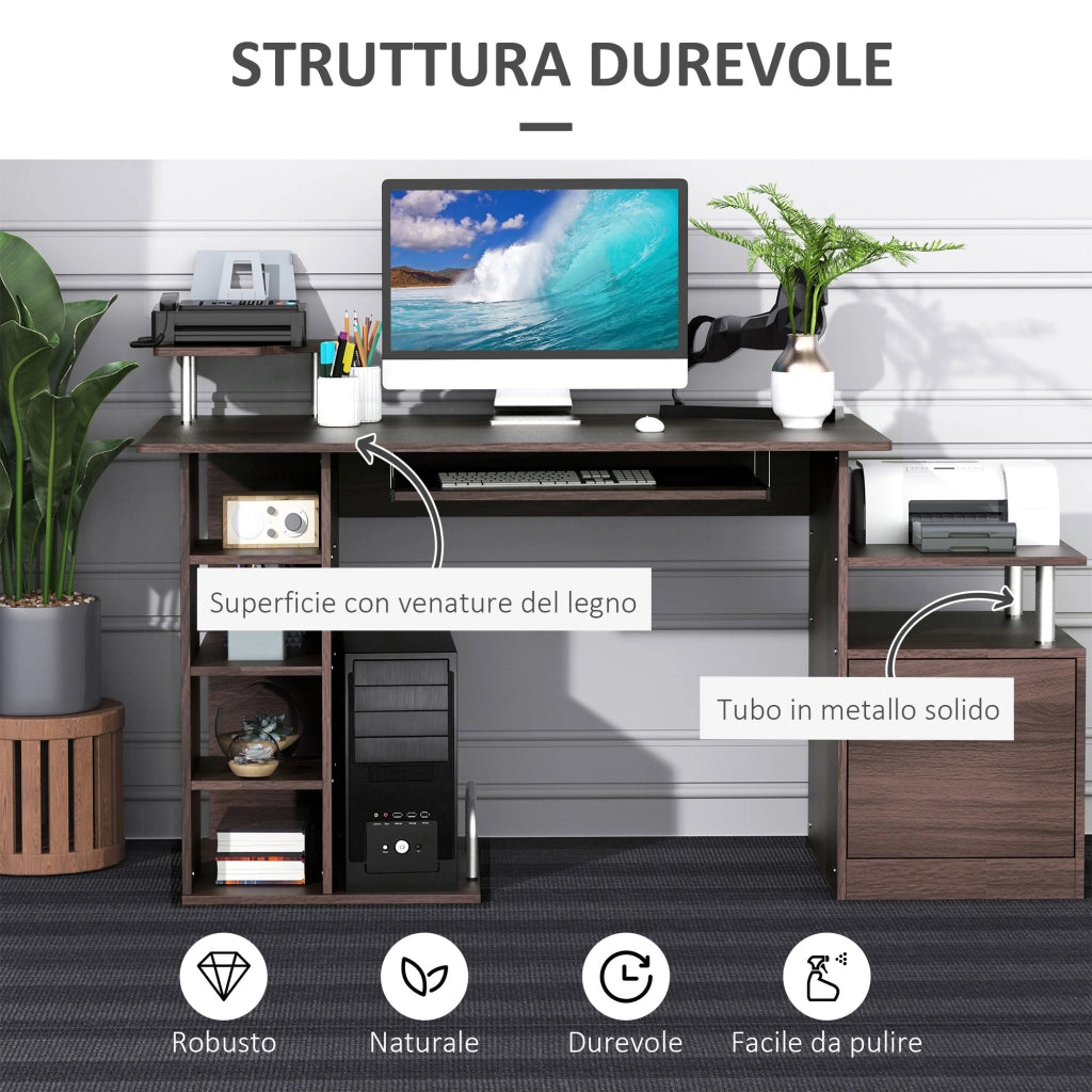 Scrivania per PC con Cassetto e Scaffale ¨C zephmum ¨C Legno 90x50x75 cm