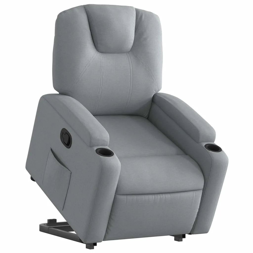 Poltrona | Sedia Relax Alzapersona Reclinabile Grigio Chiaro in Tessuto