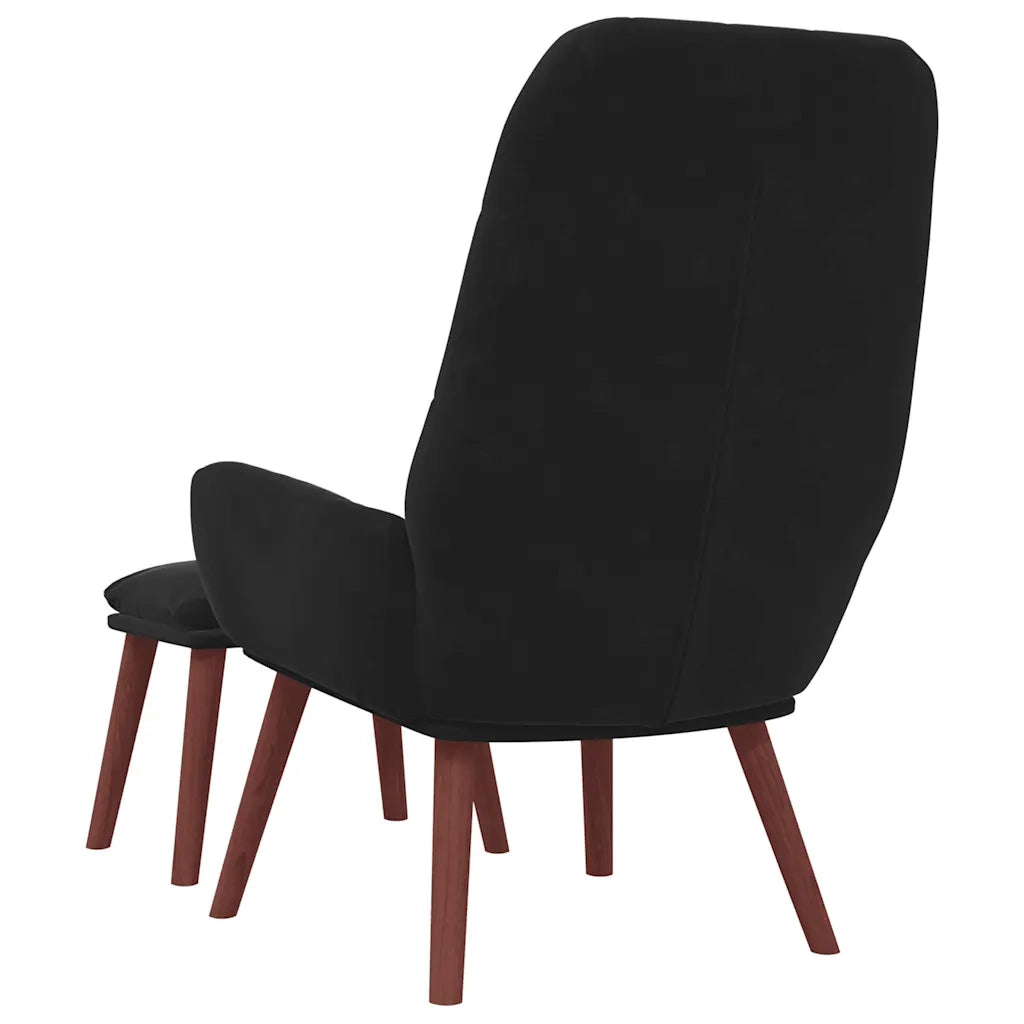 Poltrona Relax con Poggiapiedi Nera in Velluto 3315144