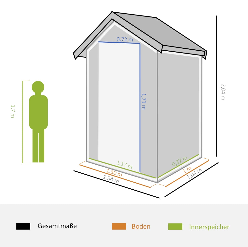 Casetta da giardino in metallo con finestra e prese d’aria 134 x 104 x 204 cm; grigio