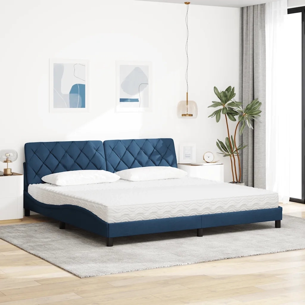 Letto con Materasso Blu 200x200 cm in Tessuto