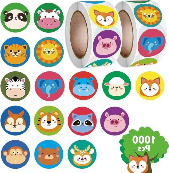 1000 motivatiestickers autoadesivi per bambini - 16 motivi animaleschi carini