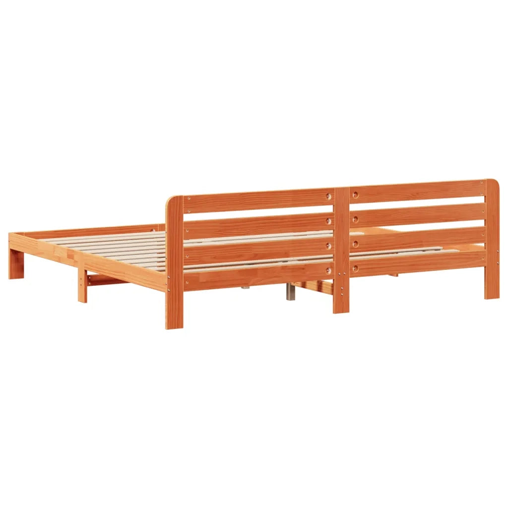 Letto senza Materasso Marrone Cera 200x200 cm in Legno di Pino