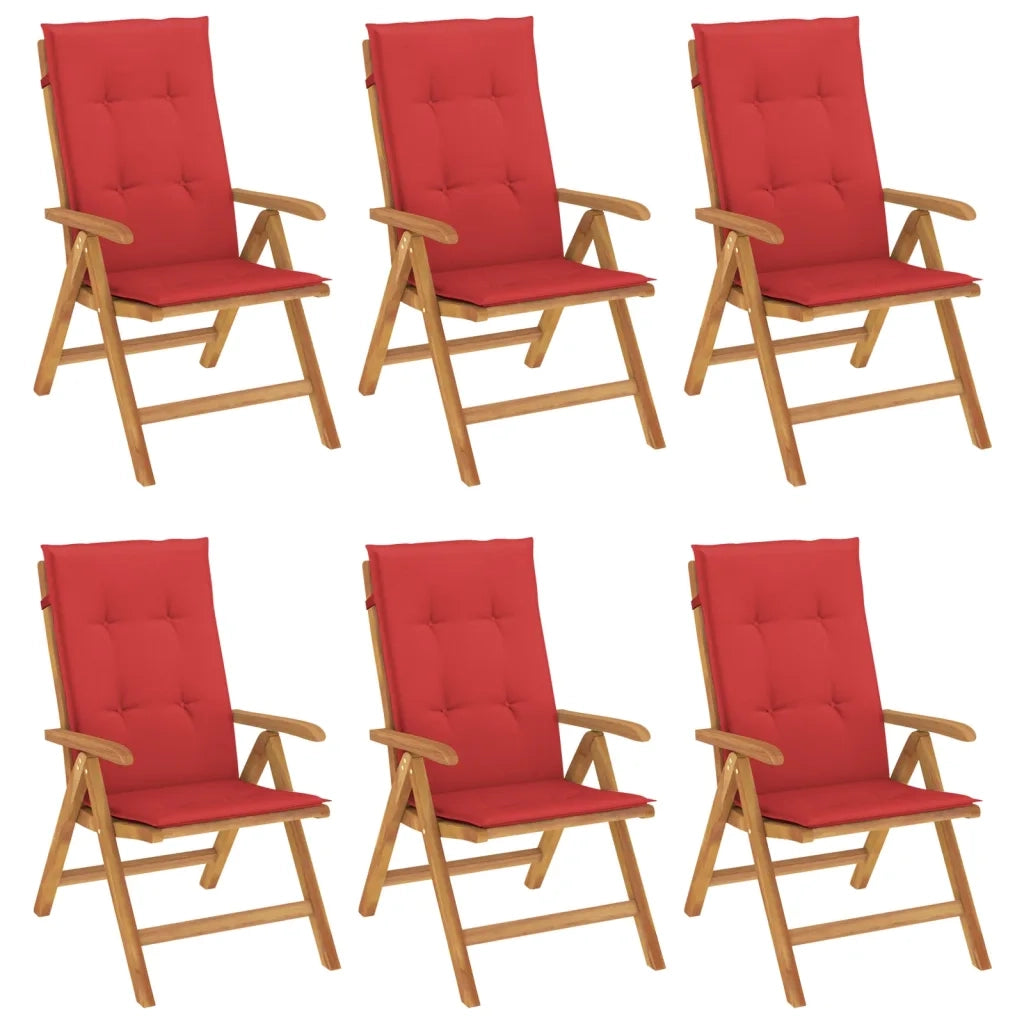 Sedie da Giardino Reclinabili con Cuscini 6 pz in Legno di Teak 3196499