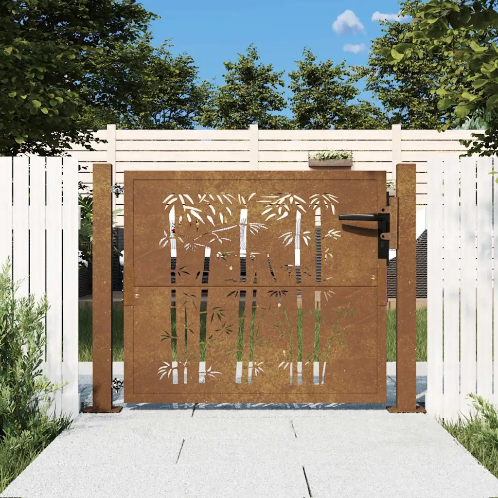 Cancello da giardino 100x75 cm in acciaio Corten design quadrato 153196