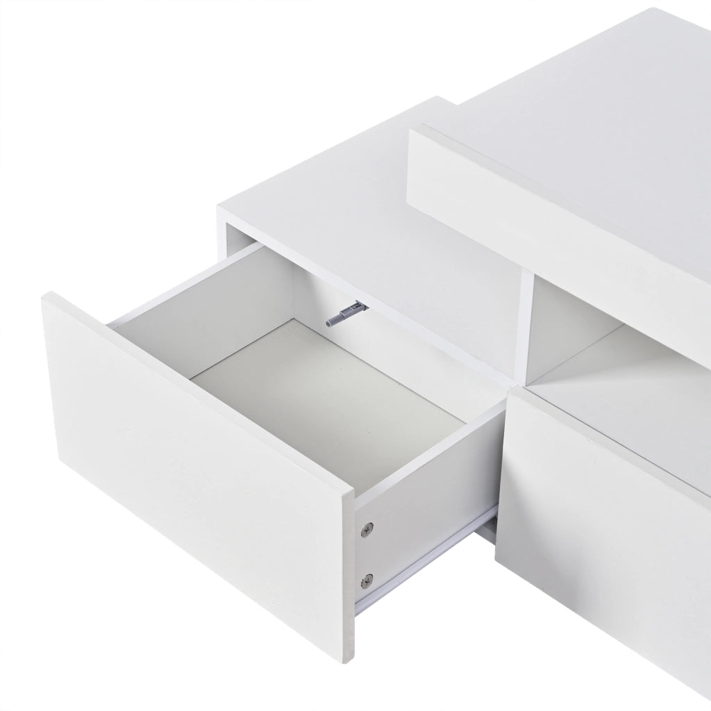 Mobile TV con 3 cassetti; 7 vani e LED - per soggiorno - 180 x 35 x 45 cm - bianco