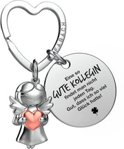 Collega di Lavoro Chiaveholder Protettore di Buona Fortuna con Cuore e Incisione - Addio Collega Regalo di Addio - Regali per Collega Regalo per Collega con Cuore