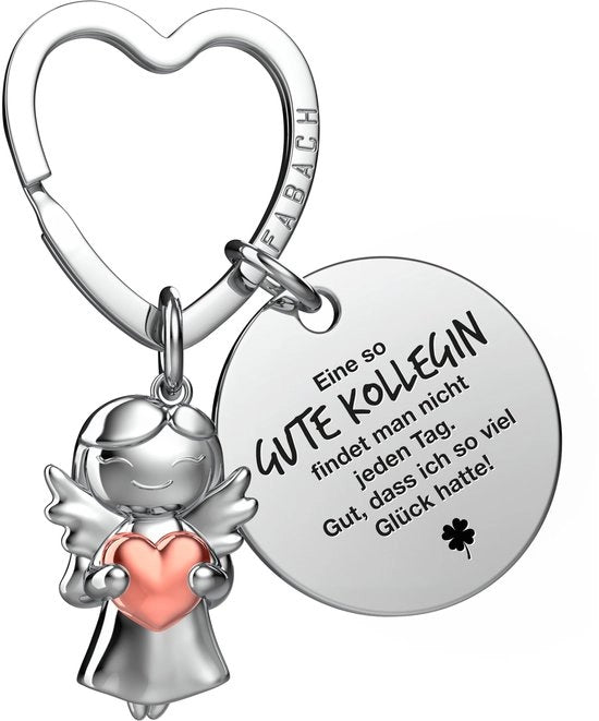 Collega di Lavoro Chiaveholder Protettore di Buona Fortuna con Cuore e Incisione - Addio Collega Regalo di Addio - Regali per Collega Regalo per Collega con Cuore