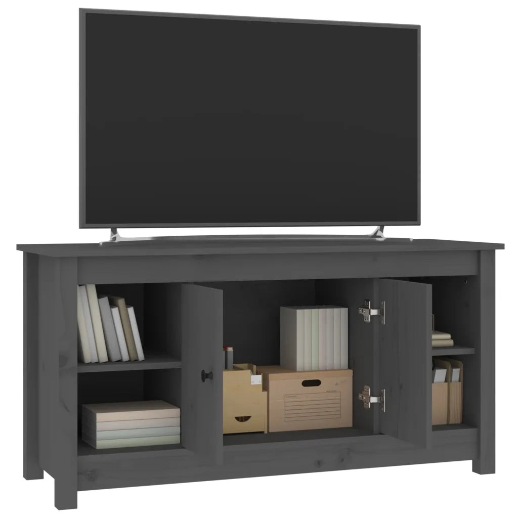 Mobile Porta TV Grigio 103x36,5x52 cm in Legno Massello di Pino cod mxl 25709