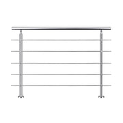 Balaustra Corrimano Ringhiera in acciaio inox spazzolato 150x106cm per interni ed esterni 5 barre trasversali