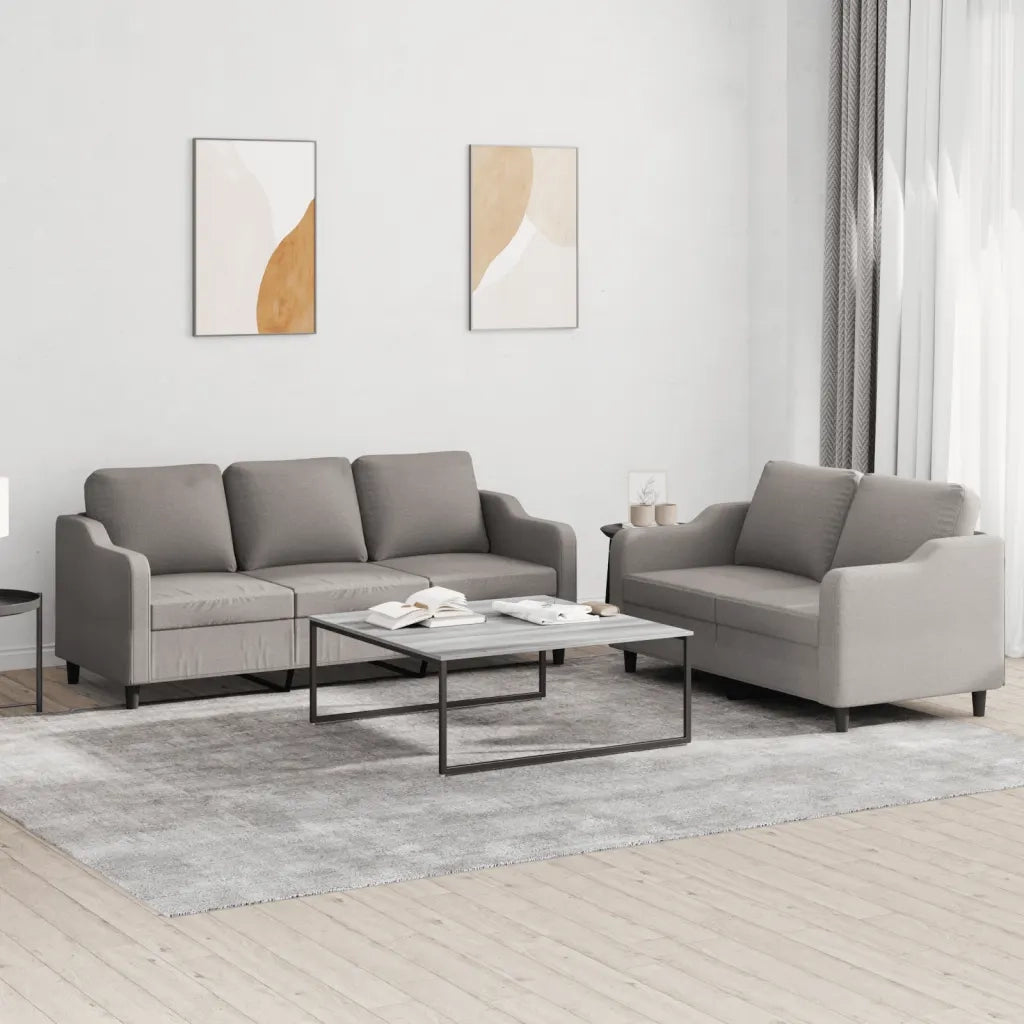 Set di Divani 2 pz con Cuscini Tortora in Tessutocod mxl 82315