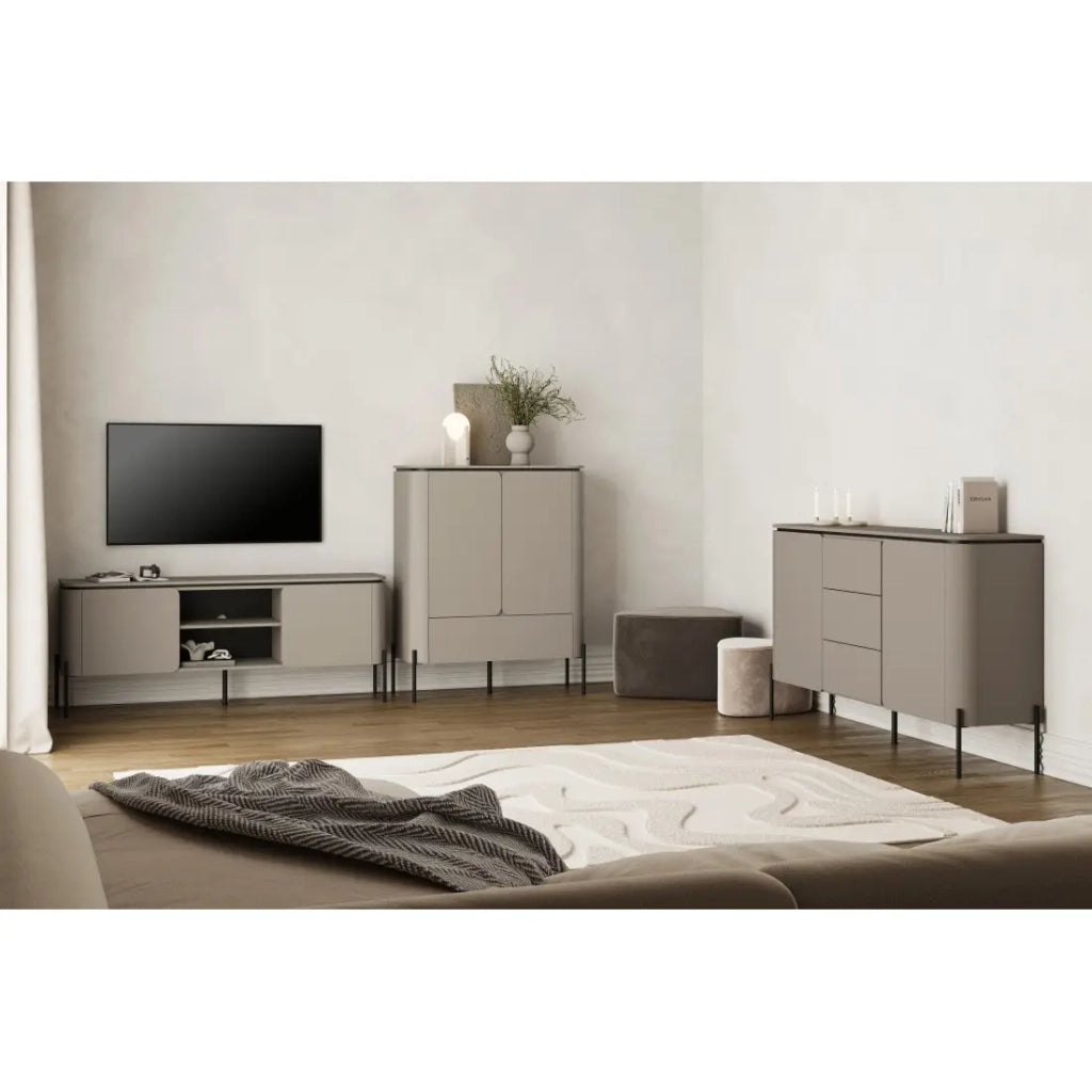 Set di mobili BELLA – Credenza, mobile TV e credenza alta – Finitura Congo opaco chic