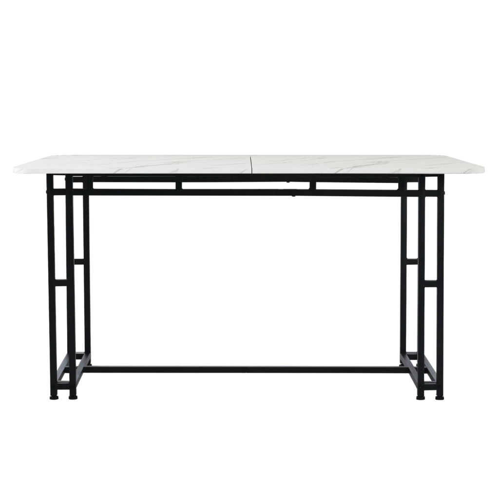 Tavolo da pranzo ULEVR 140x80 cm con piano in MDF e gambe in metallo nere, bianco e nero