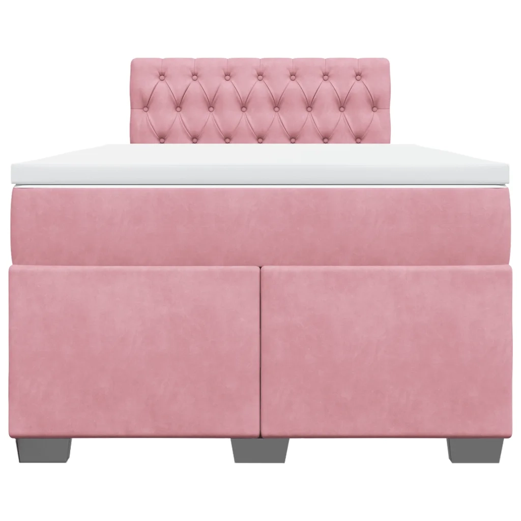 Giroletto a Molle con Materasso Rosa 120x190 cm in Velluto