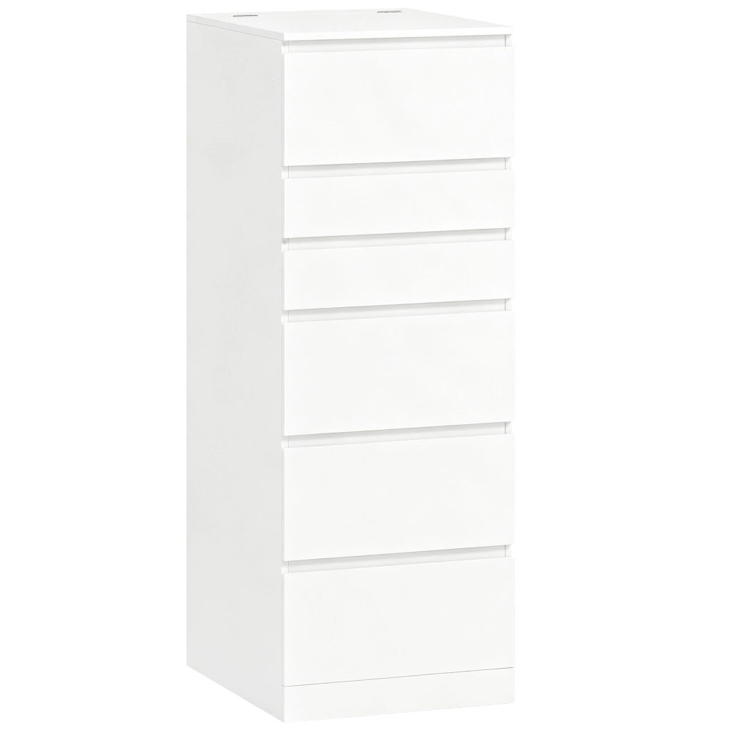 Cassettiera 40x48x110 cm 6 Casetti con Specchio Ribaltabile in MDF Bianco