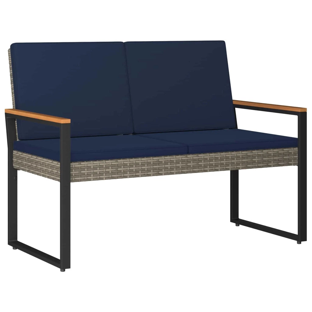 Set di Mobili da Esterno 4 pcs Grigio e Blu Navy polyrattan 42025328
