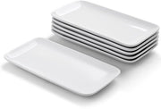 Porcellane rettangolari tavoliere, 23x12 cm, piatti ceramici per servizio di portata, buffet di antipasti e sandwich, resistenti al forno a microonde e al congelatore, bianchi e stivellabili.